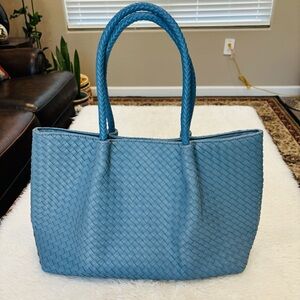 Lulu Dharma Elegant Blue Woven Large Tote Bag